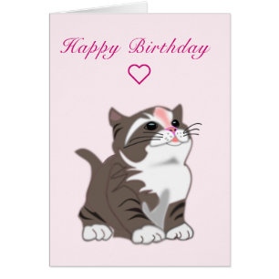 Baby Birthday Card Baby Kitten - Your Text Name
