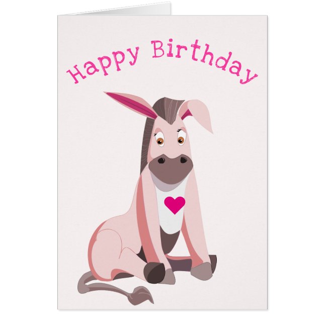 Baby Birthday Card baby Pink Donkey - Your Text (Frente)