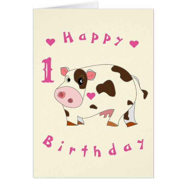 Baby Birthday Card Card Little Cow - Personalized (Frente)