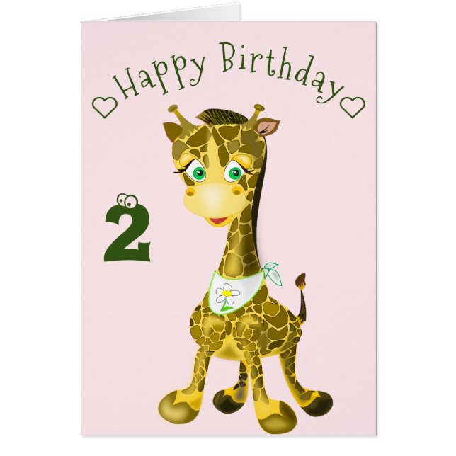 Baby Birthday Card happy Giraffe - Personalized (Frente)