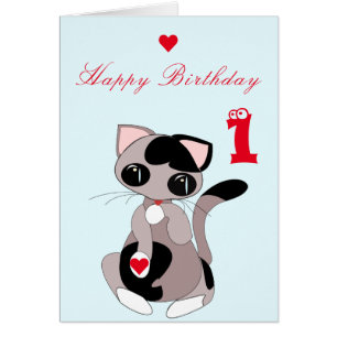 Baby Birthday Card Little Cat - Personalized