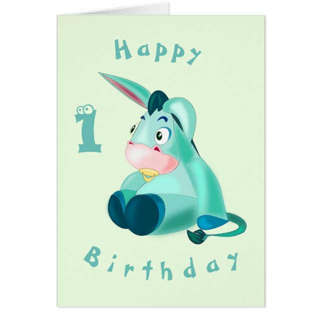 Baby Birthday Card Little Donkey - Personalized (Frente)