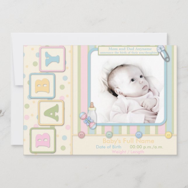 Baby Blocks Baby Invitación (Anverso)