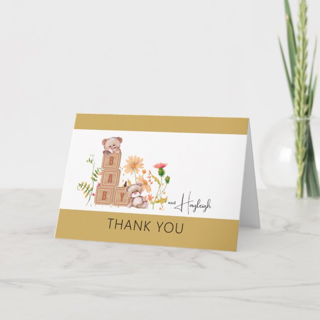 Baby Blocks, Bears and Wildflowers Tarjeta de agra (Anverso)