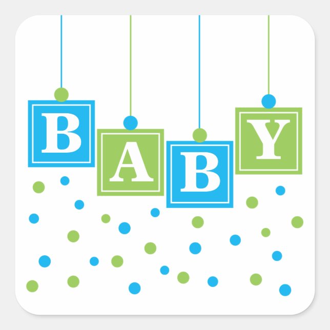 BABY Blocks Blue Green Boy Pegatina (Anverso)