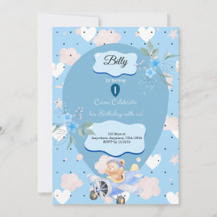 Baby Blue 1ª invitación para el cumpleaños