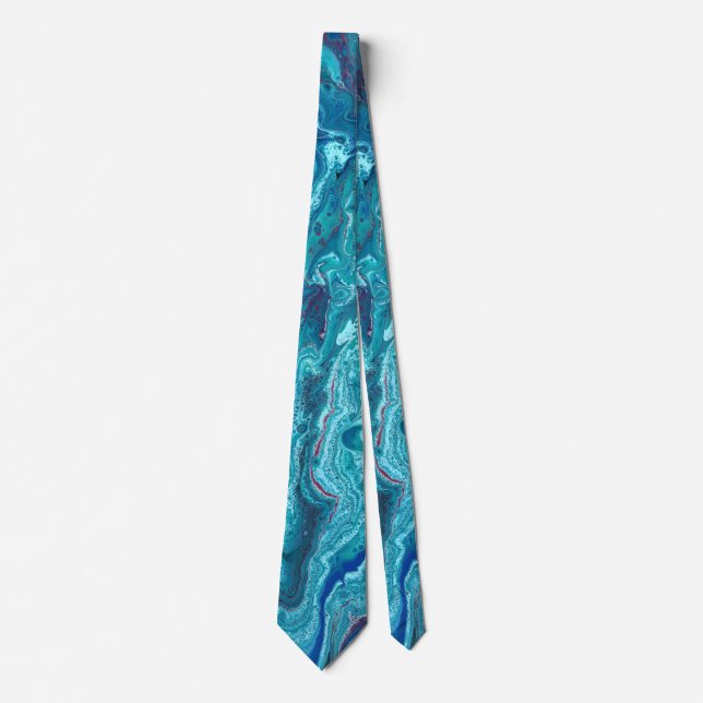 Baby Blue 2 Flowing Blue Acrylic Abstract Corbata (Anverso)