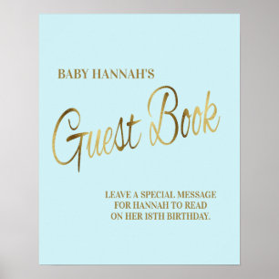 Baby Blue Gold Poster del libro de visitas Baby Sh