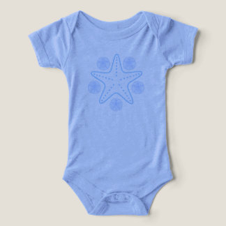 Baby blue tee shirt for boy with starfish shells