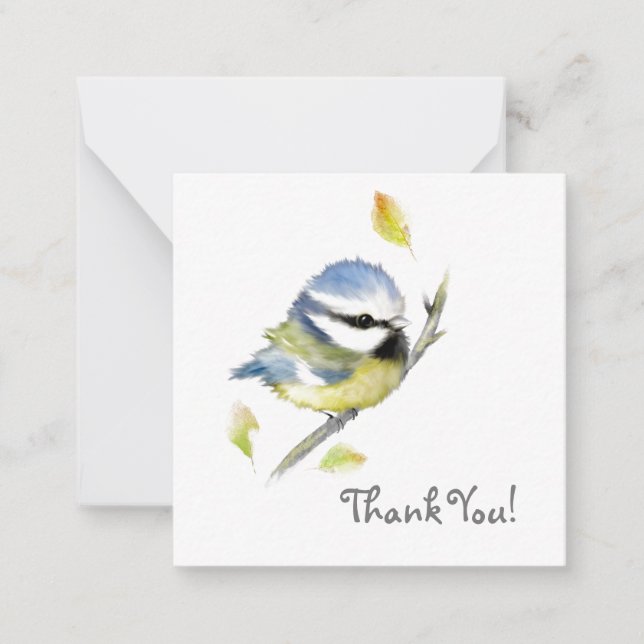 Baby Blue tit Bird Gracias tarjeta de nota (Anverso)