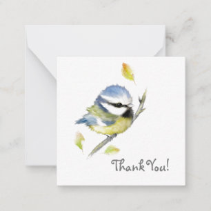 Baby Blue tit Bird Gracias tarjeta de nota