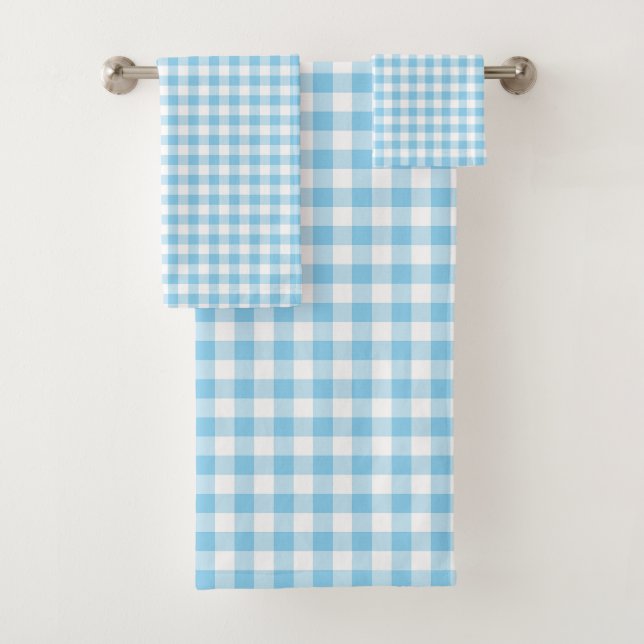 Baby Blue y White Medium Size Gingham Checks (In situ)