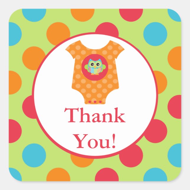 Baby Bodysuit Owl Baby Shower Pegatina (Anverso)