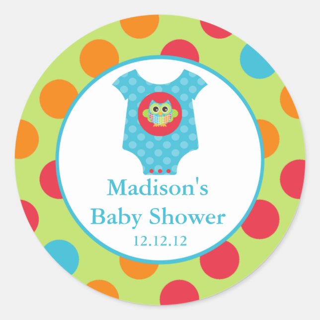 Baby Bodysuit Owl Baby Shower Pegatina (Anverso)