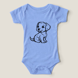 Baby Bodysuit with Black Golden Retriever Puppy De