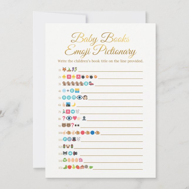 Baby Books Emoji Juego de Pictionary Gold Baby Sho (Anverso)