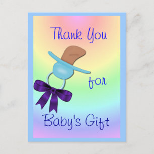 Baby Boy Binkie Gracias postal - personalizar