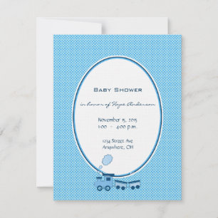 Baby Boy Blue Dot Train Shower Invitación
