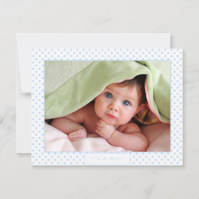 Baby Boy Blue Dots Baby Picture Invitación (Anverso)