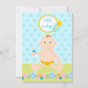 Baby Boy Blue, invitación a la ducha floral verde