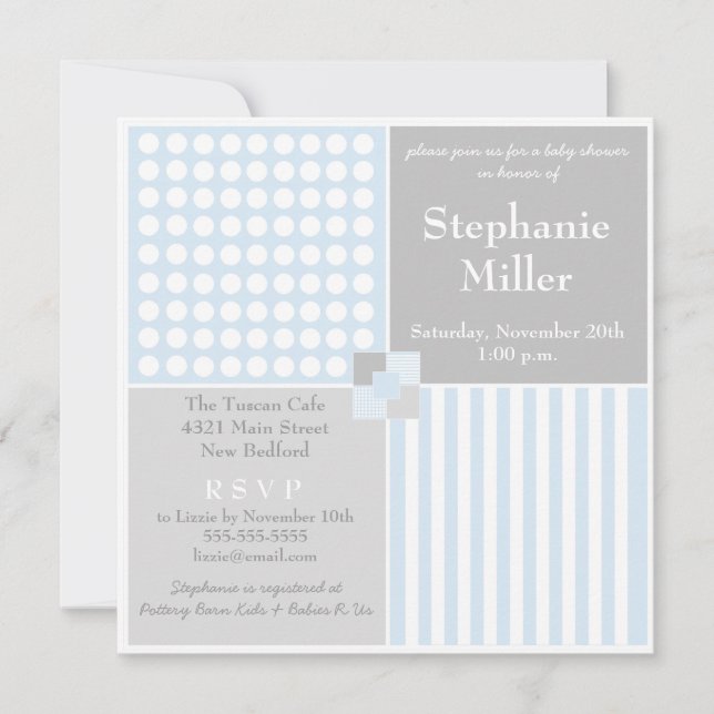 Baby Boy Blue Modern Baby Shower Invitación (Anverso)