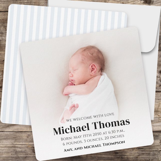 Baby Boy Blue Photo Simple Corte Stripes (Subido por el creador)