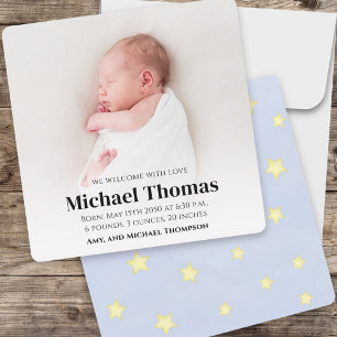 Baby Boy Blue Photo Simple Cuadrado de estrellas