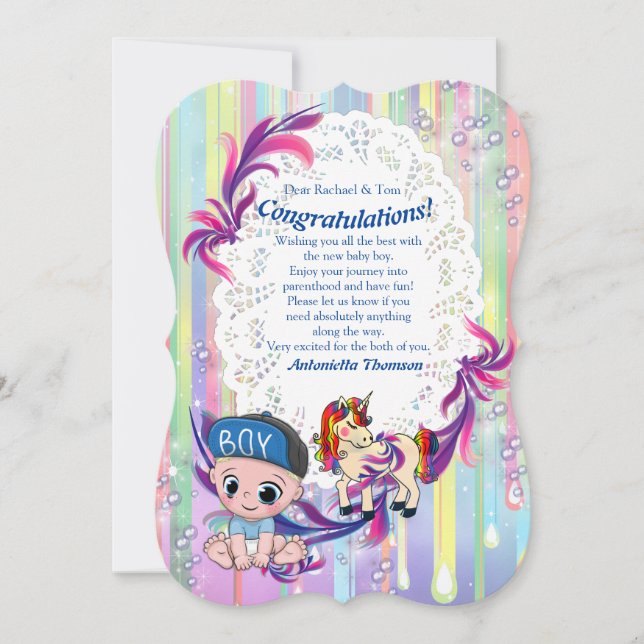 Baby Boy Bubbles y la tarjeta de felicitaciones de (Anverso)