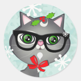 Baby Boy Cat Lover Primeros Pegatinas de Navidad