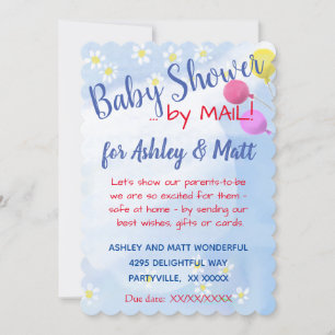 Baby Boy Daisies Balloons Invitación a Baby Shower