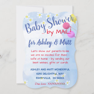 Baby Boy Daisies Balloons Invitación a Baby Shower