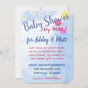 Baby Boy Daisies Balloons Invitación a Baby Shower
