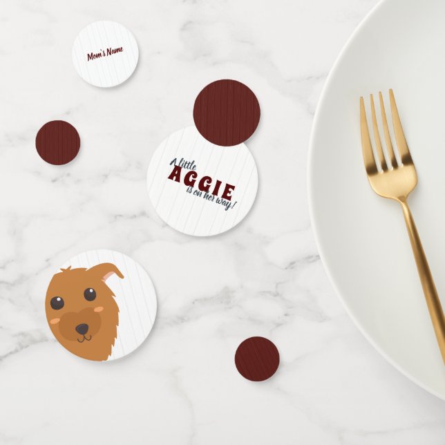 Baby Boy Dog Maroon Baby Shower Confetti (Grupo)