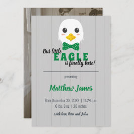 Baby Boy Eagle Green Invitación vertical del bebé