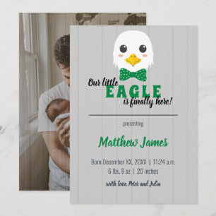 Baby Boy Eagle Green Invitación vertical del bebé