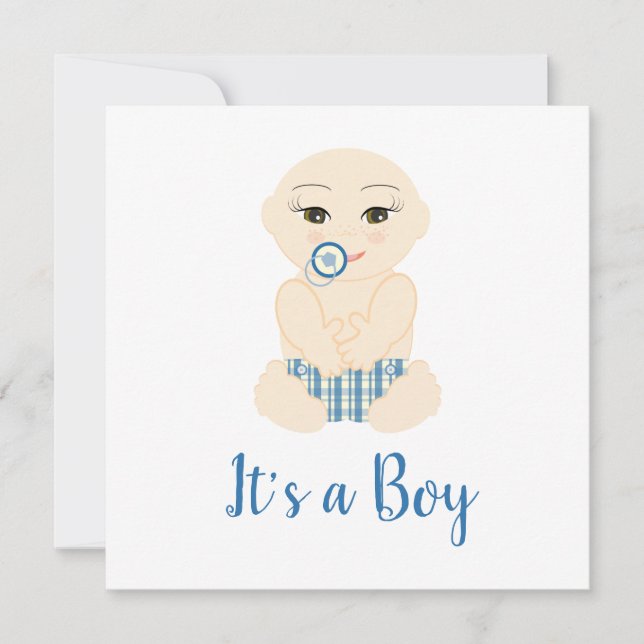Baby Boy Illustration in Blue Shades Design (Anverso)