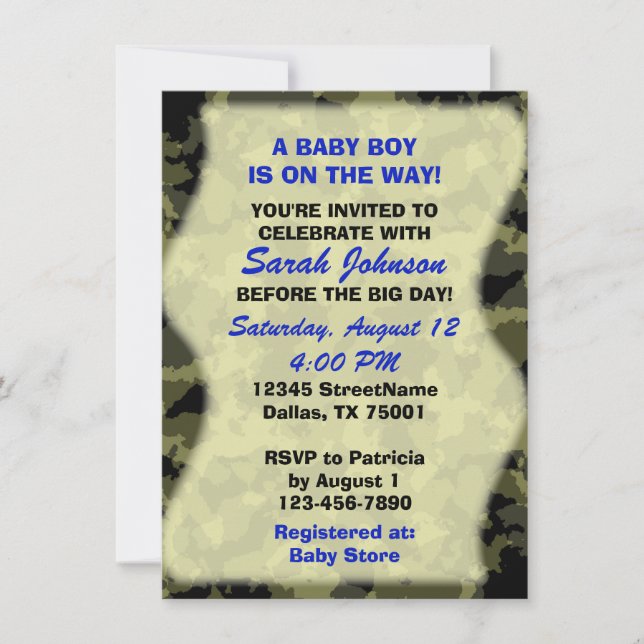 Baby Boy - Invitación a Baby Shower temática de Ca (Anverso)