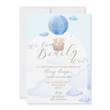 Baby Boy Shower Invitación Oso Azul Tema