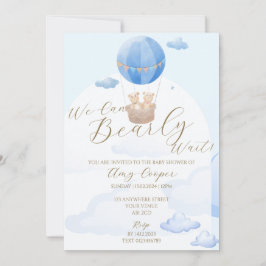 Baby Boy Shower Invitación Oso Azul Tema