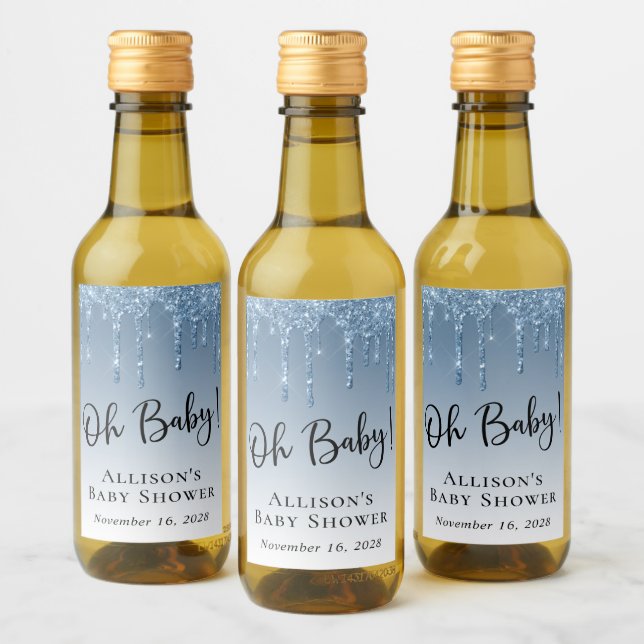 Baby Boy Shower Purpurina Blue Personalizado (Botellas)