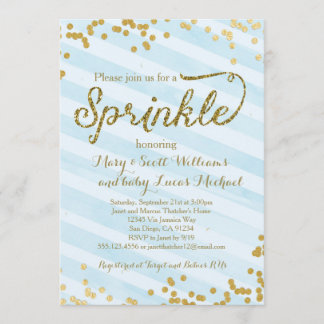 Baby Boy Sprinkle Shower Invitación oro azul
