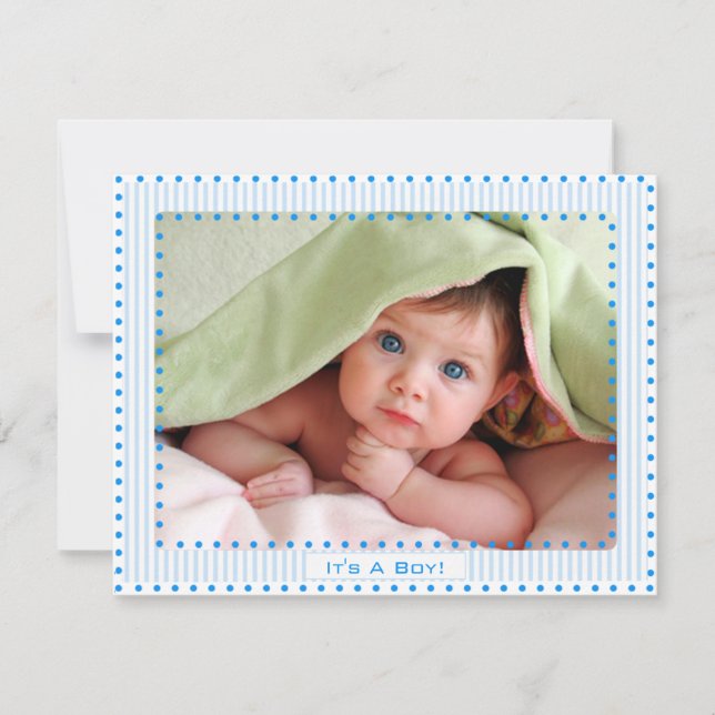 Baby Boy Stripes & Dots Baby Picture Invitación (Anverso)