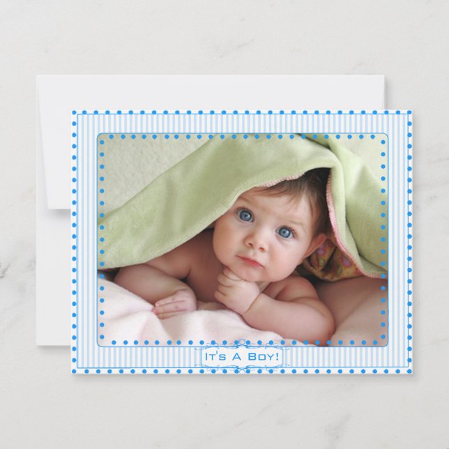 Baby Boy Stripes & Dots Baby Picture Invitación (Anverso)