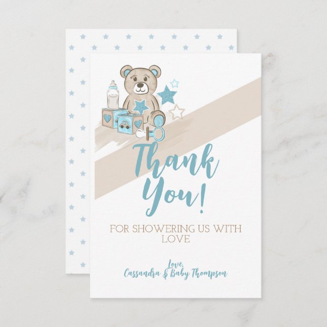 Baby Boy Teddy: Tarjeta de agradecimiento (Anverso / Reverso)