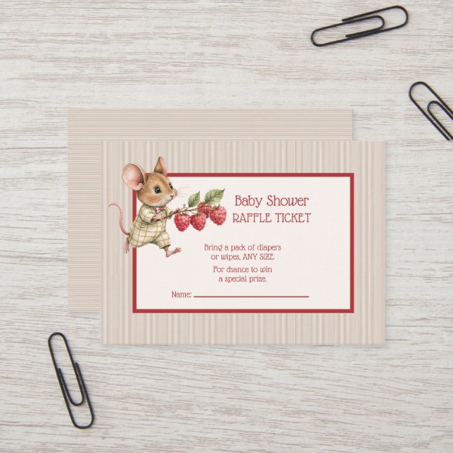 Baby Boy Woodland Animal Raffle Ticket (Anverso/Reverso In Situ)