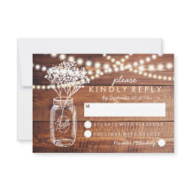 BABY BREATH RUSTIC COUNTRY MASON JAR WEDDING RSVP