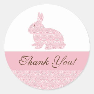 Baby Bunny Rabbit Baby Shower Pegatina Gracias
