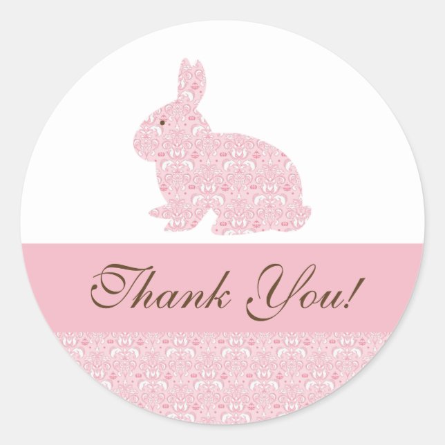 Baby Bunny Rabbit Baby Shower Pegatina Gracias (Anverso)