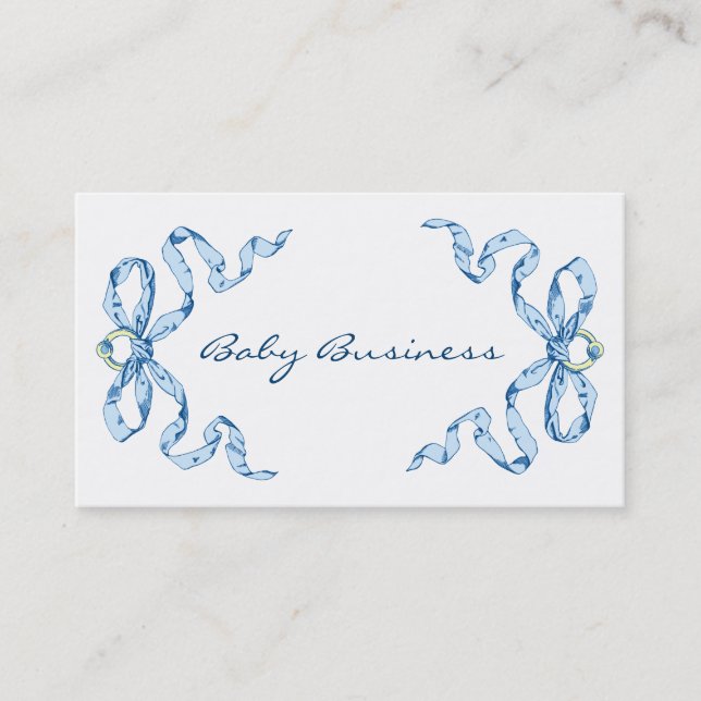 Baby Business Blue Bows Tarjetas de visita (Anverso)