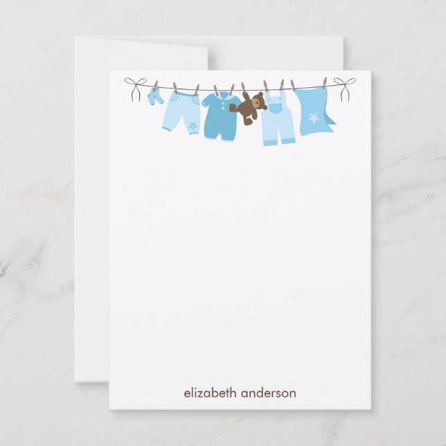 Baby Clothesline Flat Gracias Notas {blue} (Anverso)